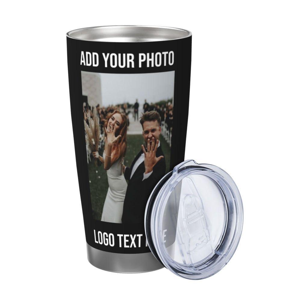 TUSANEII Personalized 20 oz Tumbler, Add Your Name Photo to Create Own Tumbler, Custom Mug Cups with Lid and Straw 20oz Convenient to Bring Along on Travels, SaddleBrown