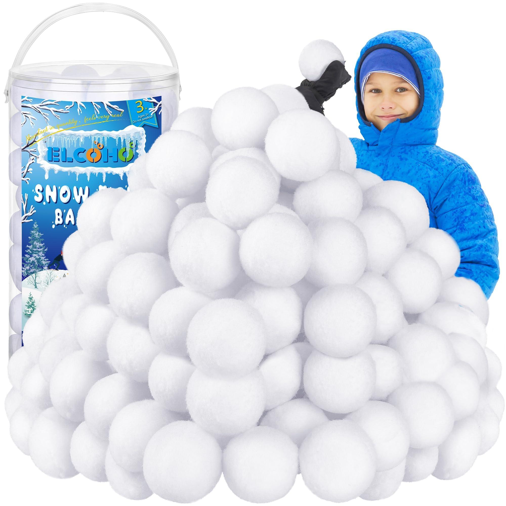 Elcoho Elcoho 100 Pieces 2 Inch Fake Snow Fight Ball Artificial Snow Toss Ball Fake Winter Snow Fight Ball Fluffy Fun Stress Toys for Xmas Party Supplies Winter Snowball Fight Games Indoors