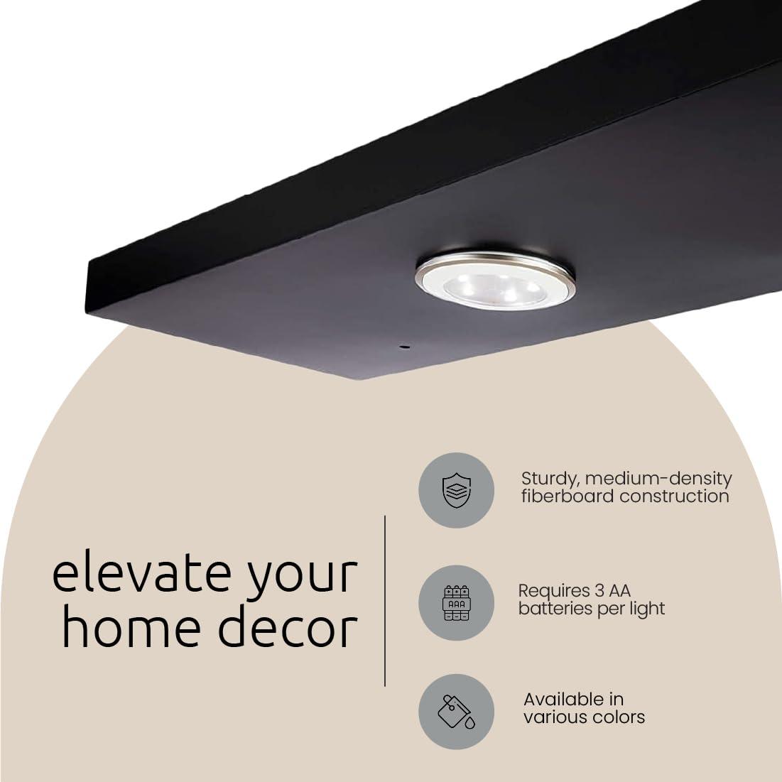 Kiera Grace Kiera Grace Stockholm Aberg LED Light Floating Shelf, Modern Wall Shelves with Touch-Activated Lights, Ideal for Home Decor, 24\", White, Pack of 1