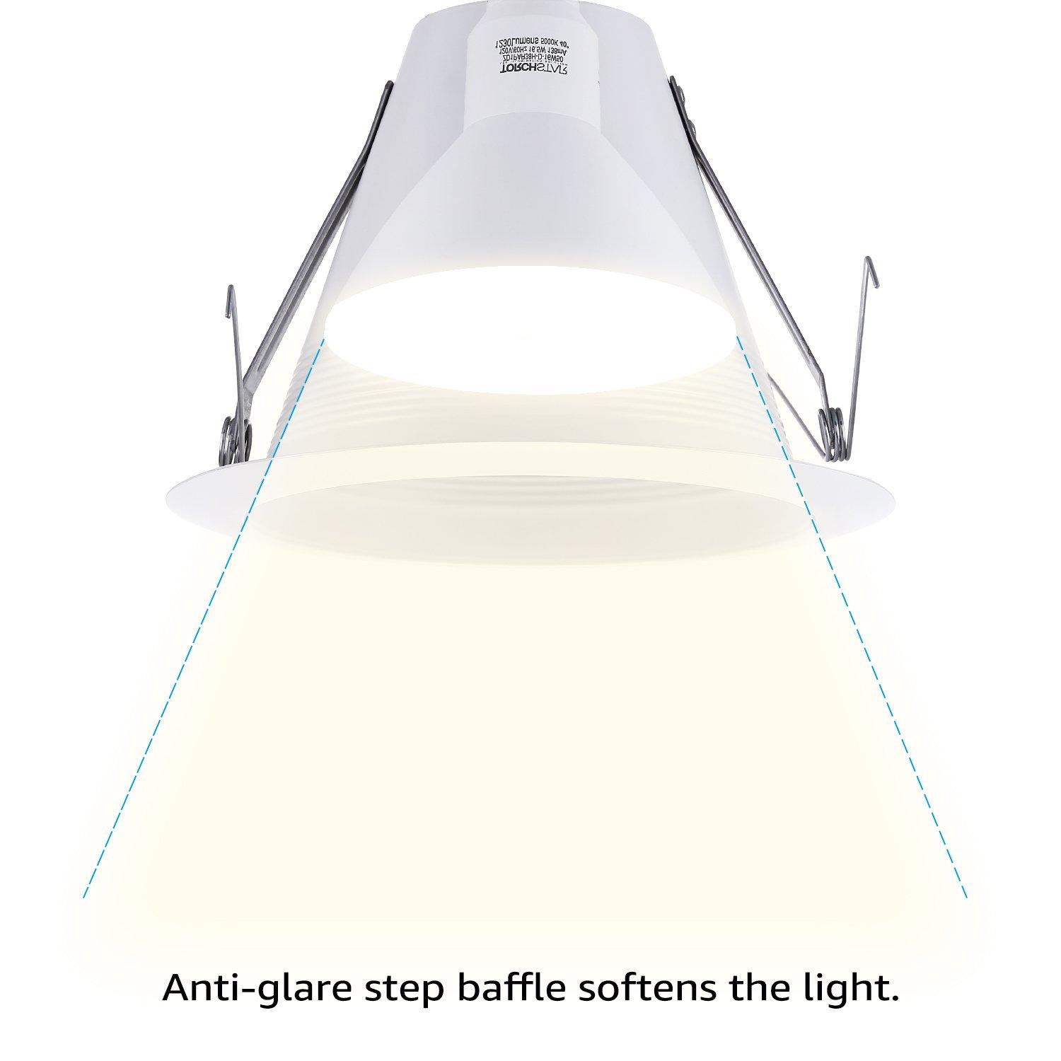 TORCHSTAR TORCHSTAR 6 Inch Recessed Can Light Trim, Air Tight Baffle Trim, IC-Rated Anti-Glare, Self-Flanged, White, Pack of 6