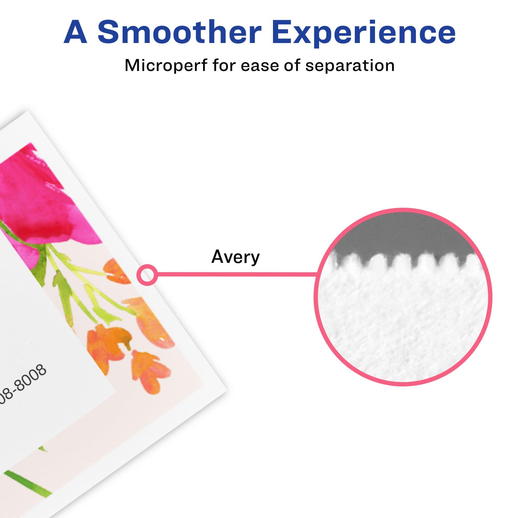 AVERY Avery Printable Place Cards with Sure Feed Technology, 1-7/16\" x 3-3/4\", White with Gold Border, 150 Blank Tent Cards for Laser or Inkjet Printers (35701)