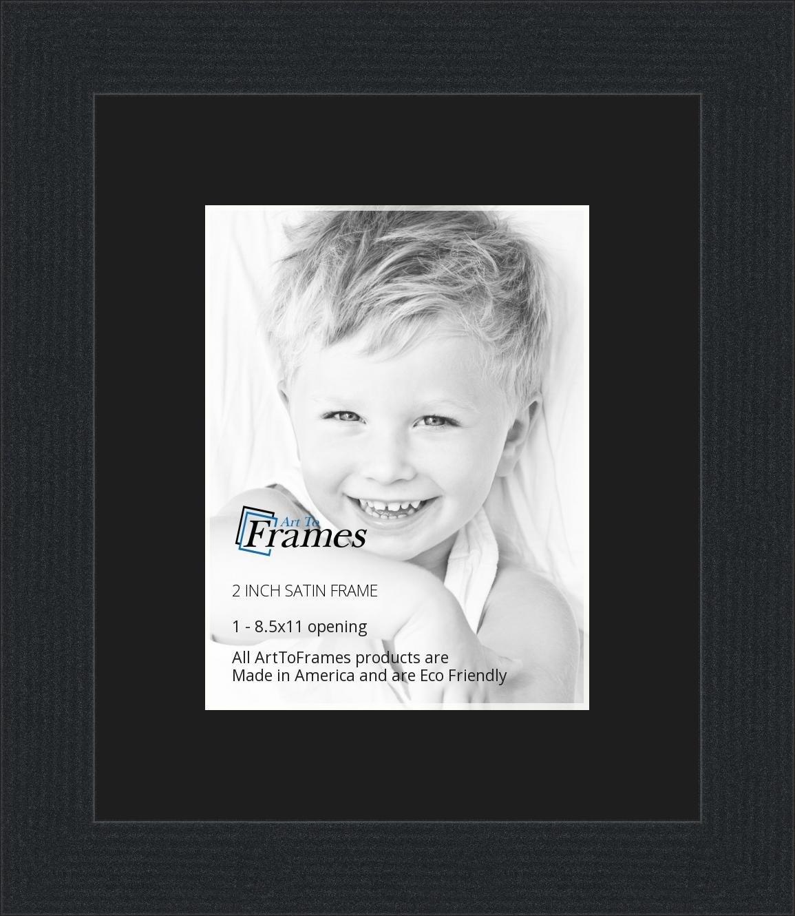 ArtToFrames 8.5x11 / 8.5 x 11 Picture Frame Satin Black .. 2'' wide with a 2'' double mat