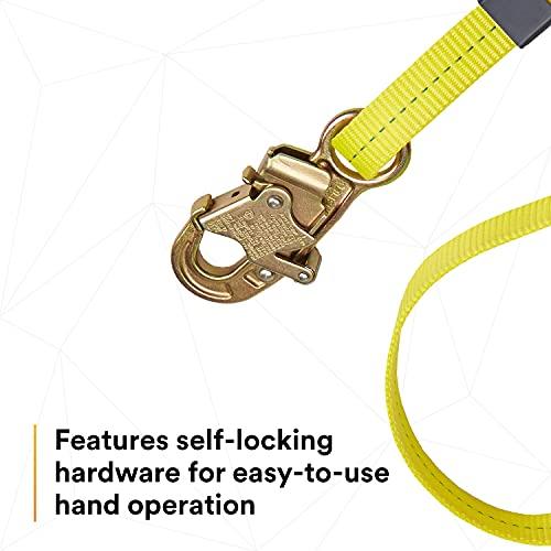 3M 3M DBI-SALA 1231016 Web Adjustable Positioning Lanyard, 6\', 3/4\" Snap Hooks, Yellow