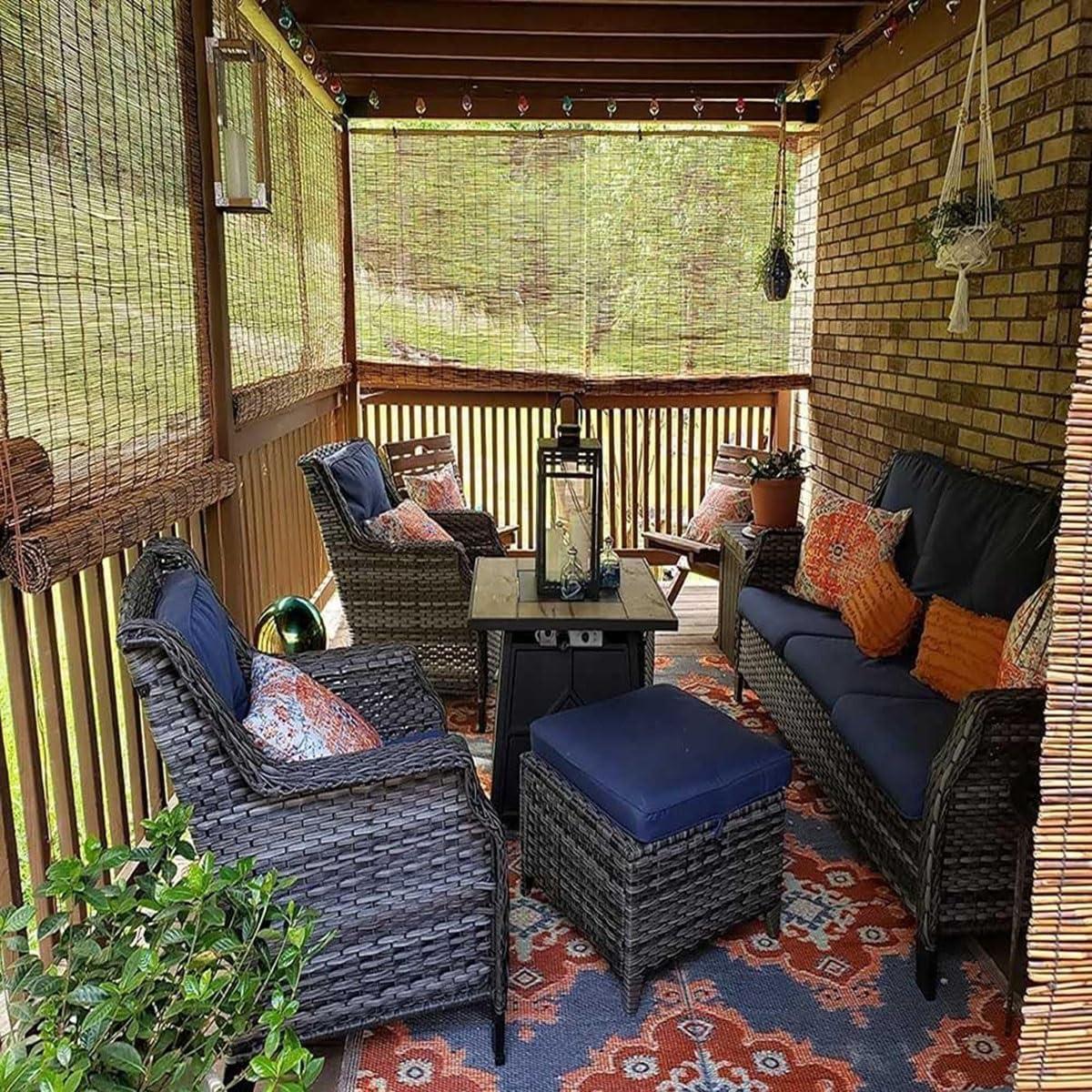 HomeLoft Basics Roll Up Bamboo Blinds for Indoor/Outdoor Patio Roller Blinds Waterproof Bamboo Shades for Porch Sun Shade, Woven Breathable Curtains for Home Roman Shades Privacy, Cordless (Color : 42" W x 48" H)