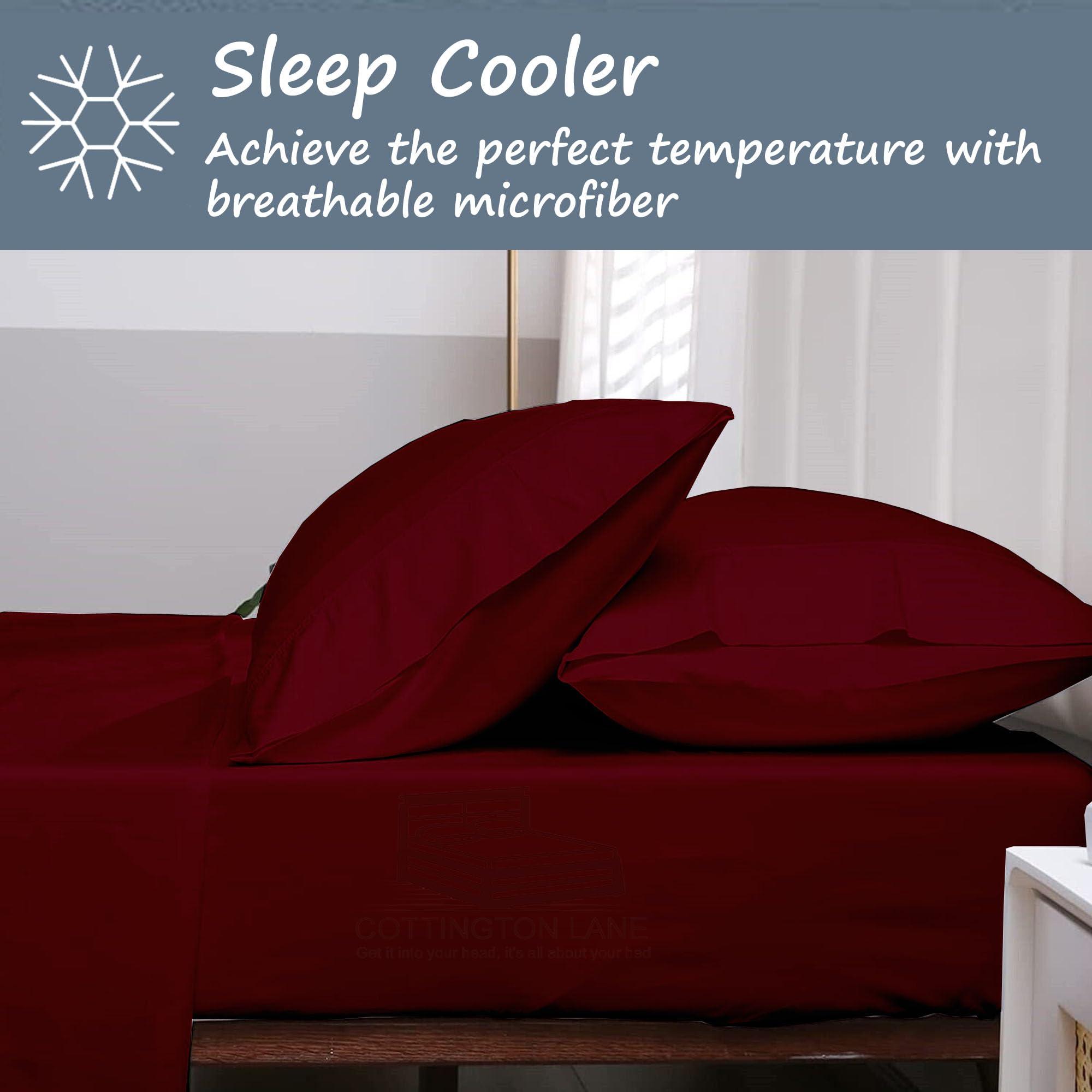 Cottington Lane Extra Long Twin XL Sheets Dorm-Super Soft Microfiber Bed Sheets-Hotel Luxury Bedding-College Dorm Room Bed Sheets Twin Xl-16 Inch Deep Pocket Twin XL Fitted Sheet with Elastic All Around(Burgundy)