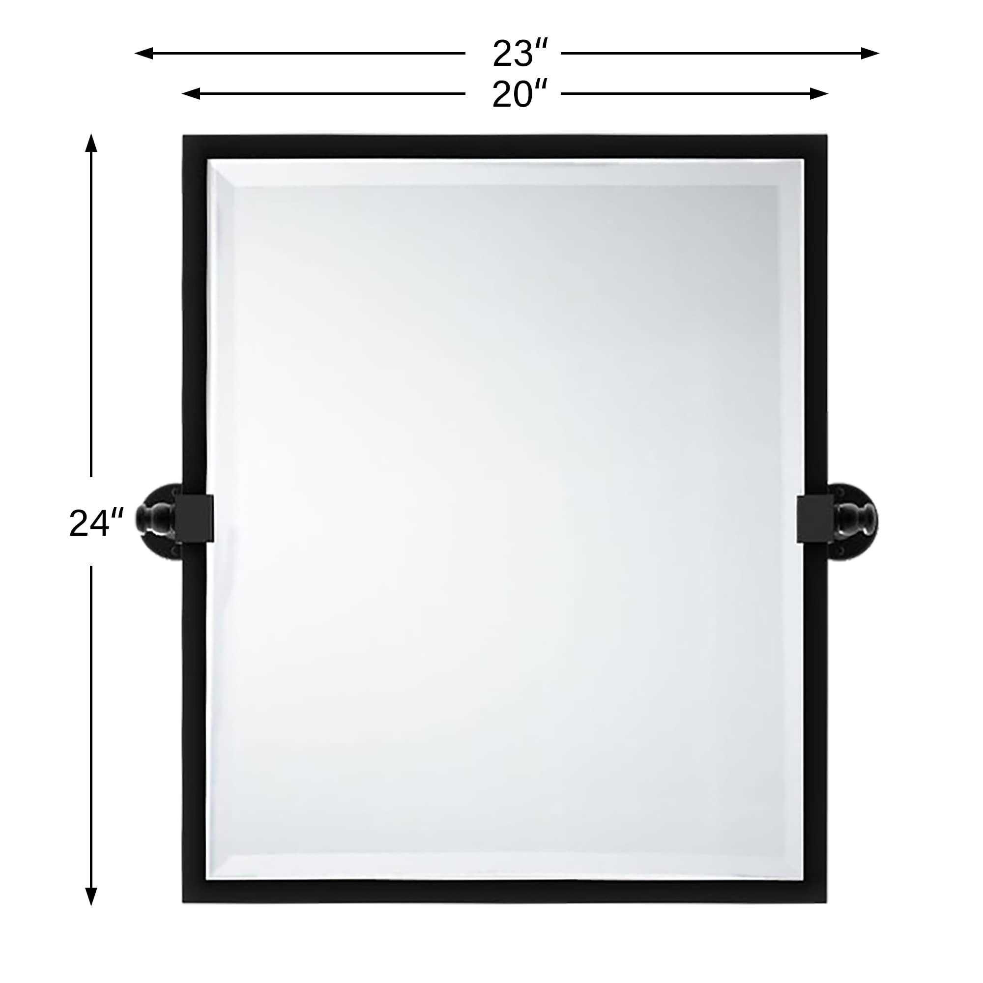 TEHOME TEHOME 20x24 inch Pivot Mirror Black Tilt Rectangle Bathroom Mirror Tilting Metal Framed Beveled Vanity Mirrors