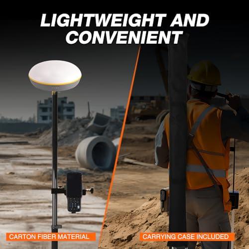 Mountlaser Mountlaser Carbon Fiber 2M 2Section Survey Pole, GPS Rover Rod 6.5FT/2M 2Sections Design for Land Surveying & Engineering RTK GPS/GNSS Accessory Includes Level Vial & Carrying Bags (GLS22-B)