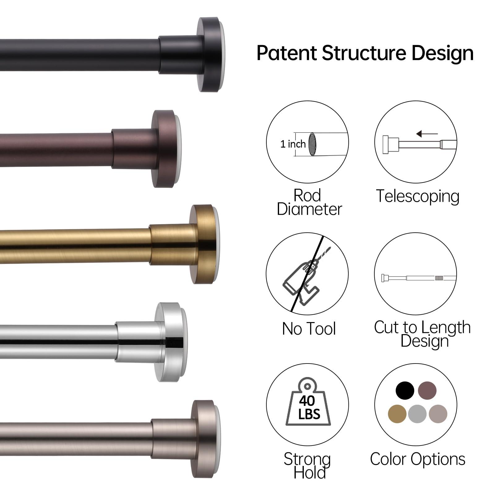 BRIOFOX BRIOFOX Shower Curtain Rod Adjustable 32-61 Inch, Spring Tension Shower Rod No Drilling Non Slip, Matte Bronze