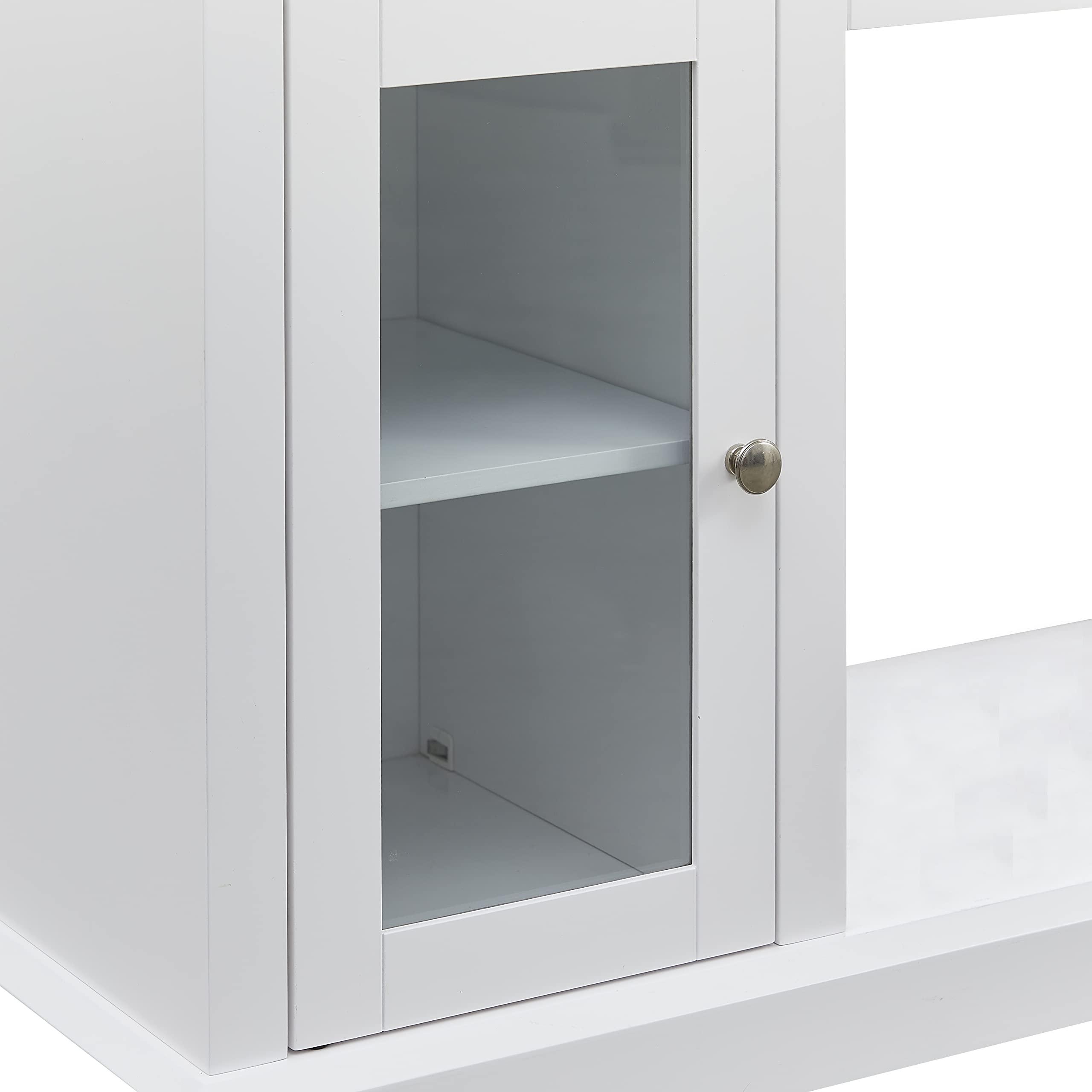 CNANXU Modern Electric Fireplace TV Stand for TV's Up to 55" Media Entertainment Center Console with Insert Fireplace and Adjustable Shelves, Storage Cabinet Chest for Living Room (White, 55 inch)