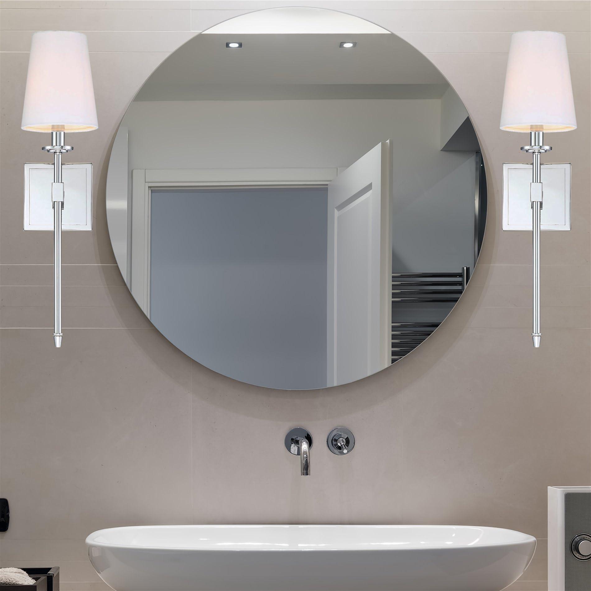 Kira Home Kira Home Torche 20" Wall Sconce/Wall Light + Linen Shade, Chrome Finish