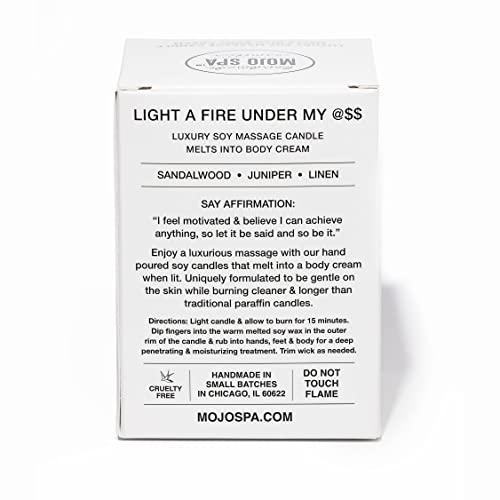 Mojo Spa Mojo Spa Light a Fire Under My @$$ Soy Massage Candle | Melts Into a Luxurious Body Cream | 8oz Glass Jar