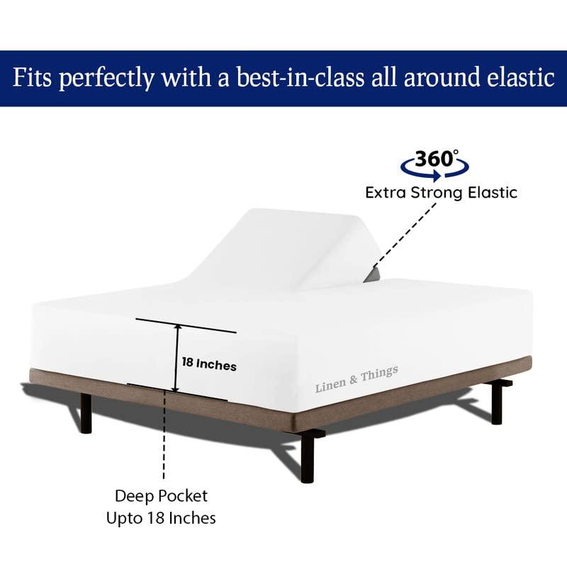 SmartSF Split Head Queen Sheets for Sleep Number Beds - 100% Egyptian Cotton 800 Thread Count, 4Pcs Sheet Set, 18\'\' Deep Pocket - Split Down 39 inches from The top, Taupe Solid