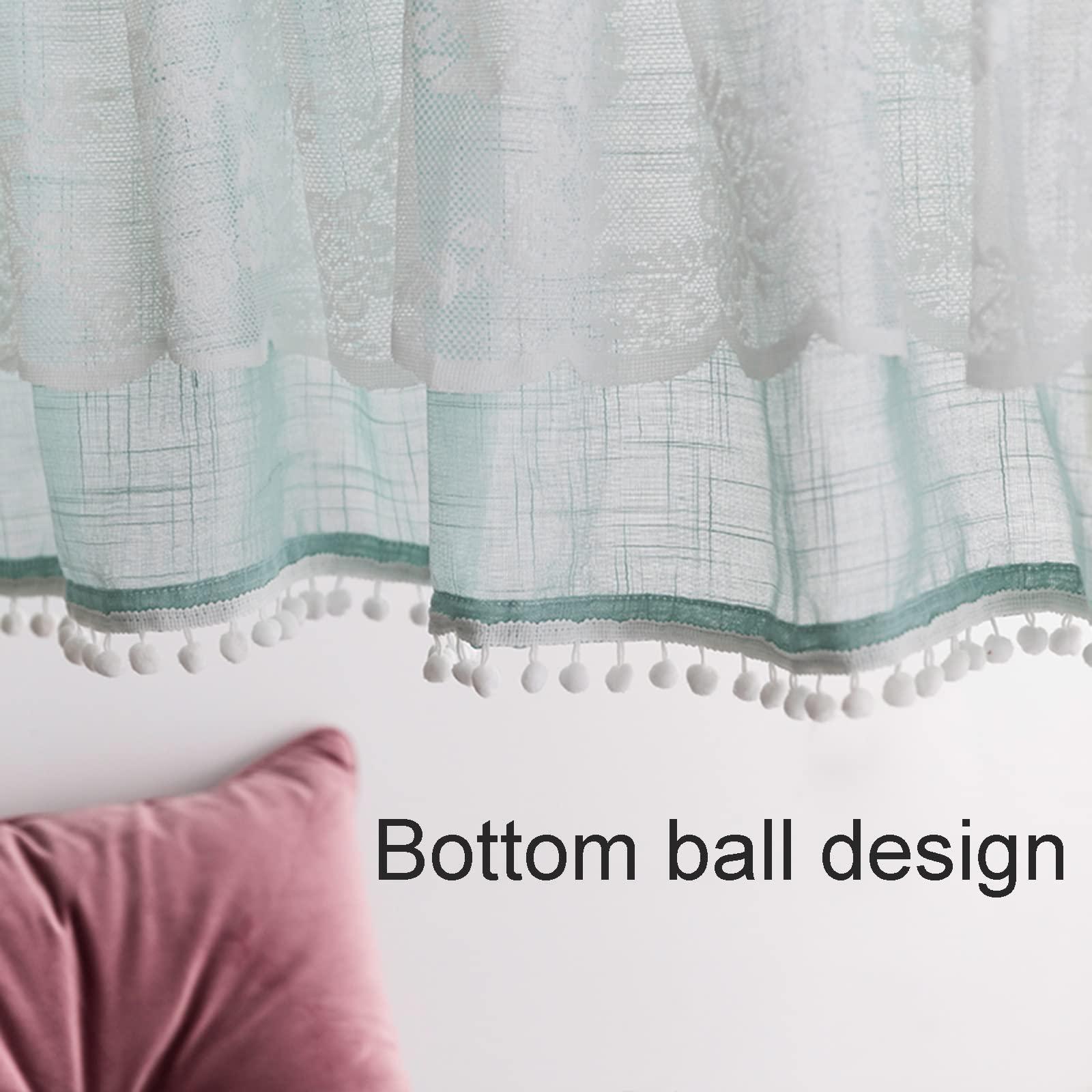 ENNEM Kitchen Blackout Window Curtains Over Sink, Embroidered Half Window Covering Voile Tier Curtains, for Kitchen Windows Treatment Pocket Snow Pom Decor Textured Cafe ( Size : 200*50cm(78.7*19.6in) )