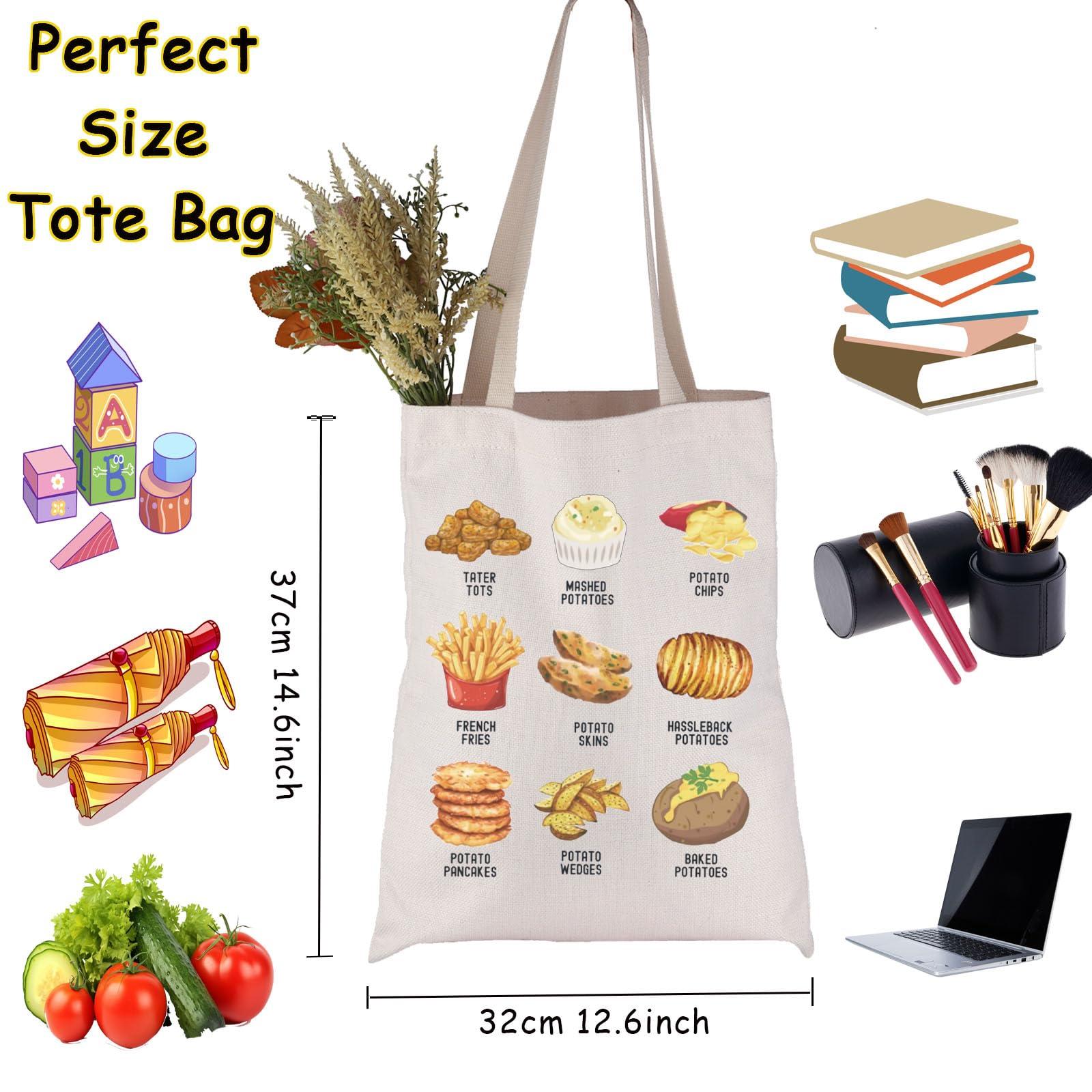 JNIAP JNIAP Potato Lovers Gift French Fry Tote Bag Potato Classification Gift For Her (Fry Potato Tote Bag)