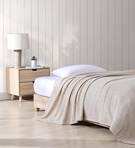 Tommy Bahama Tommy Bahama - King Blanket, Soft Cotton Bedding, Medium Weight & All Season Home Decor (Bamboo Woven Natural Brown, King)
