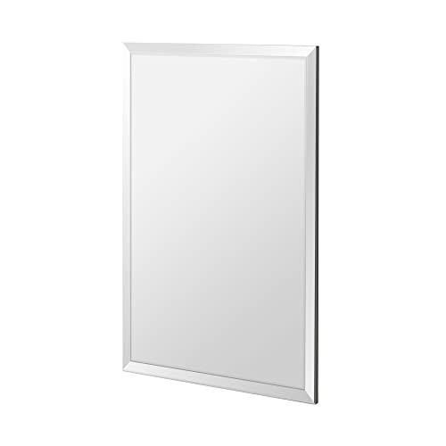 Fab Glass and Mirror Fab Glass and Mirror 1" Bevel Edge Frameless Wall-Mounted Mirrors for Bedroom, Bathroom, Living Room, Vanity, Entryways, 24" x 36", Clear