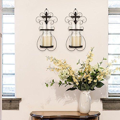 FrameArmy FrameArmy Cast Iron Vertical Wall Hanging Accents Candle Holder Sconce (Set of 2) (SD005)