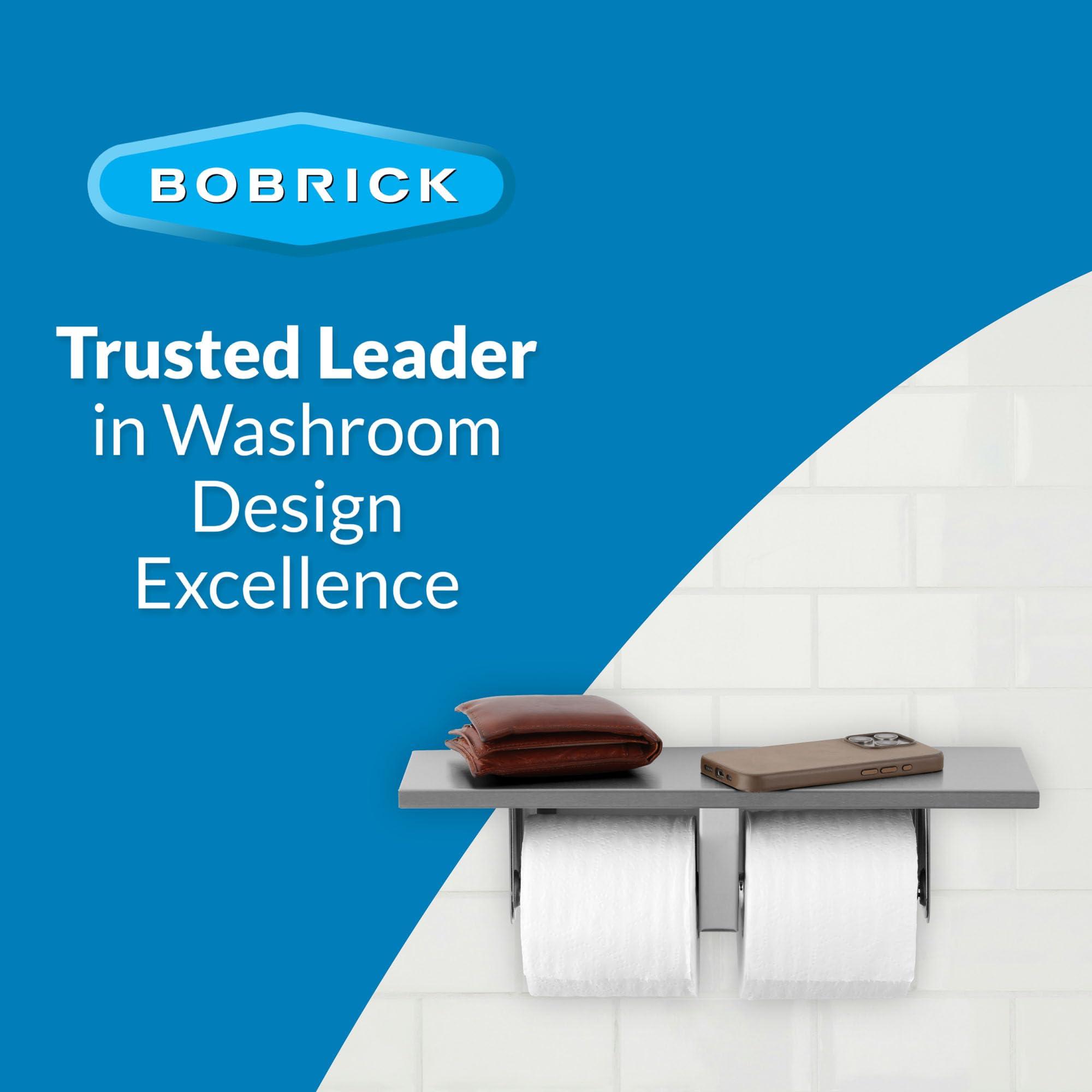 Bobrick Bobrick Toilet Tissue Dispenser with Utility Shelf, Surface-Mounted, Satin-Finish Stainless Steel, Holds Two Standard Rolls, Dual Roll Capacity, Ideal for Commercial Restrooms (Model B-2840)