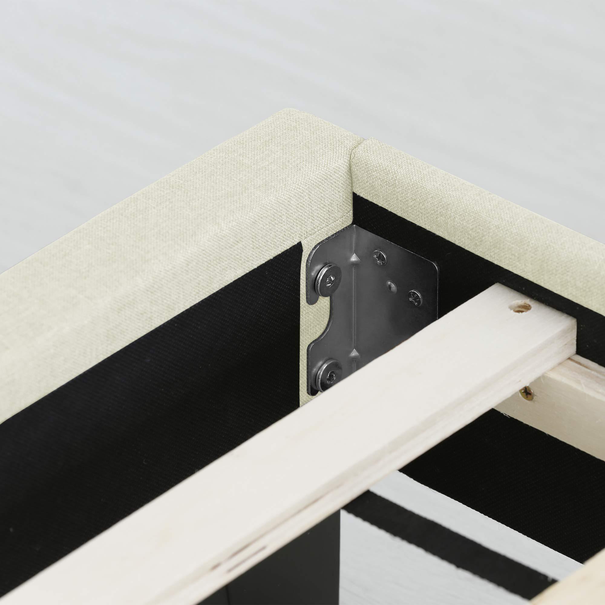 Furinno Furinno Laval Button Tufted Upholstered Platform Bed Frame, Twin, Linen