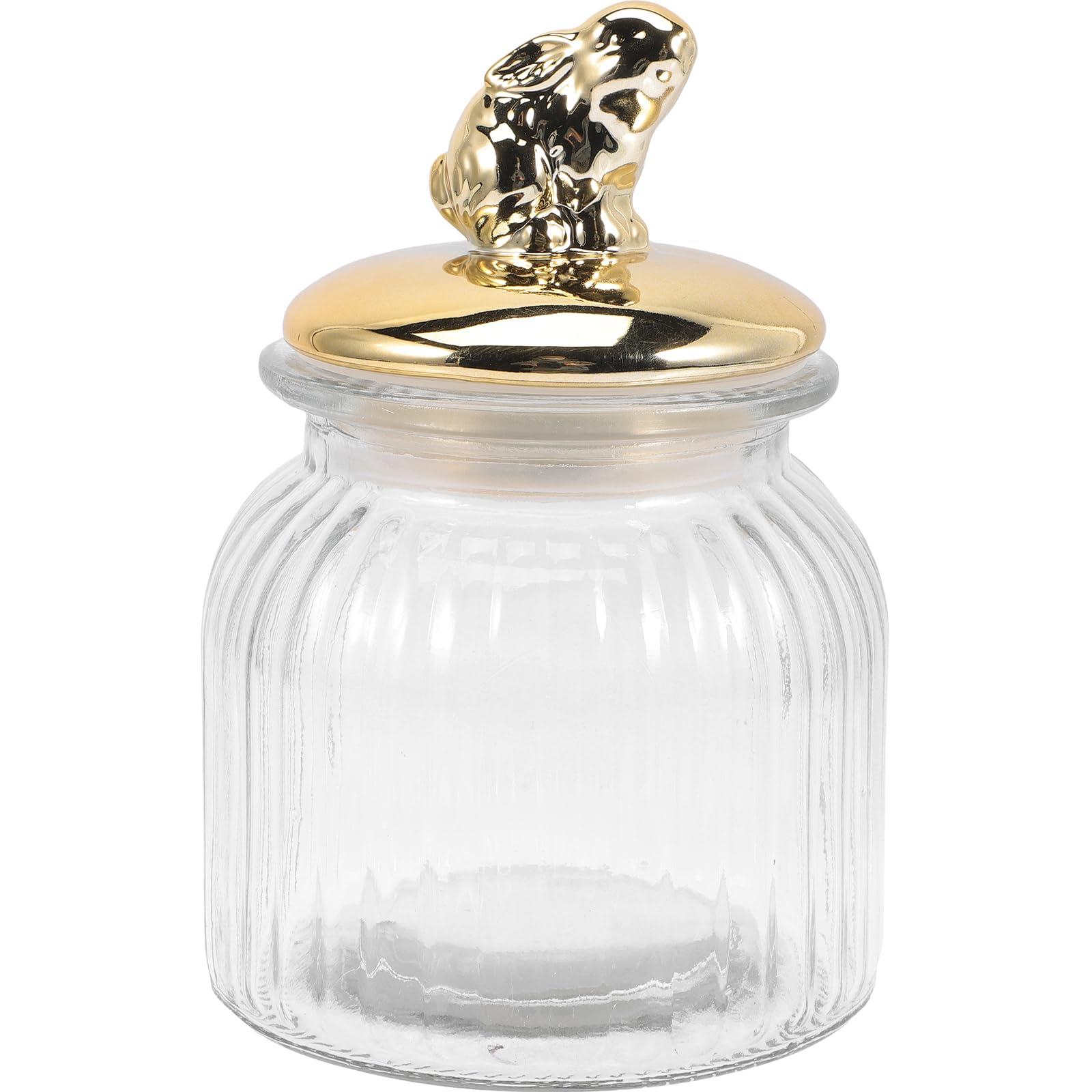 PRETYZOOM PRETYZOOM Rabbit Ear Glass Jar Glass Food Canister Glass Bunny Canister Loose Tea Container Candy Jar Candy Holder Containers with Lids Decor Treat Jar With Cover Ceramics Toothpick Jar