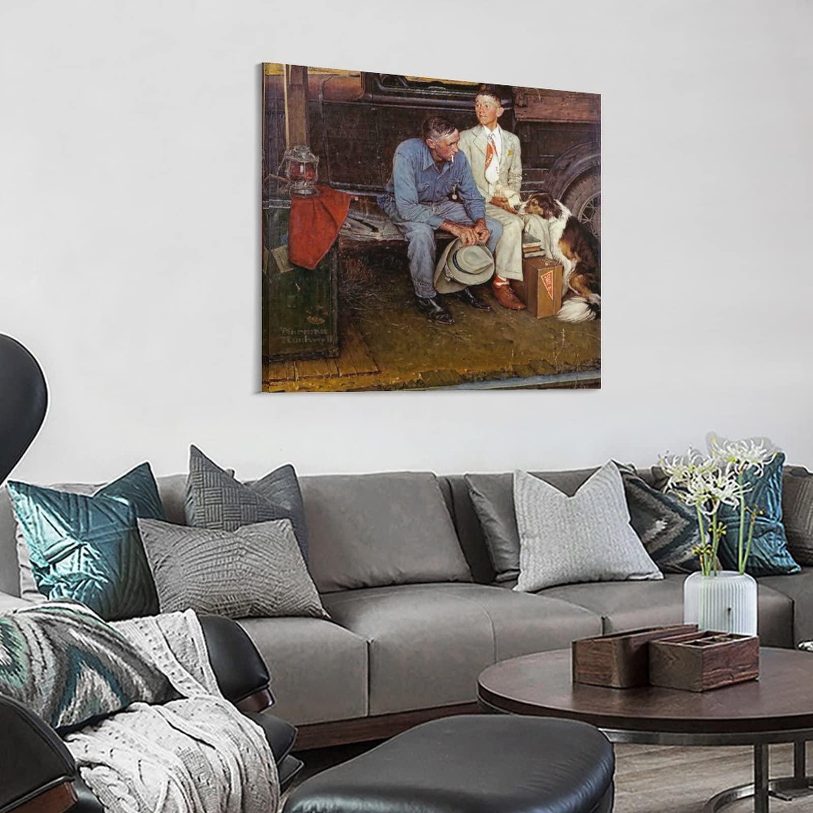 NIZHNAO 35+ Norman Rockwell Canvas Poster Breaking Home Ties by Norman Rockwell Retro Canvas Art Poster and Wall Art Picture Print Modern Family Bedroom Decor Posters 28x28inch(70x70cm)