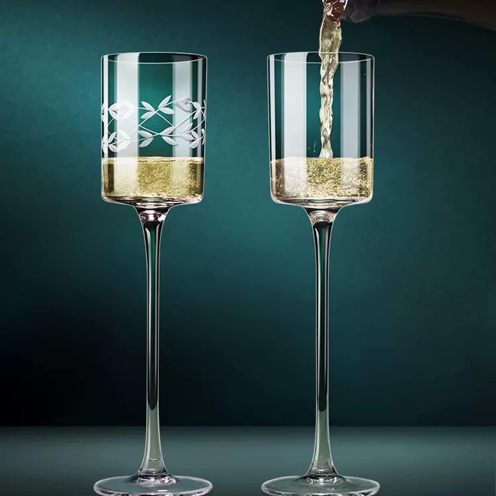GLigeT Champagne Flutes 2 pcs Crystal Glass Champagne Glasses Light and Transparent Creative Cocktail Glasses Vintage Sparkling Glasses 120ml Tall Champagne Flute Champagne Glasses (Color : A)