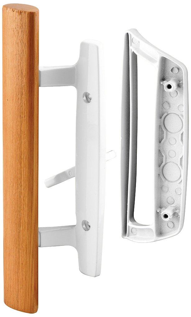 PRIME-LINE Prime-Line C 1204 Sliding Glass Door Handle Set Replace Old or Damaged Door Handles Quickly and Easily White Diecast, Mortise/Hook Style, Fits 3-15/16 In. Hole Spacing (1 Set)