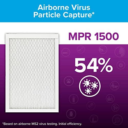 Filtrete Filtrete 20x25x1 AC Furnace Air Filter, MERV 12, MPR 1500, CERTIFIED asthma & allergy friendly, 3 Month Pleated 1-Inch Electrostatic Air Cleaning Filter, 2-Pack (Actual Size 19.719x24.688x0.78 in)