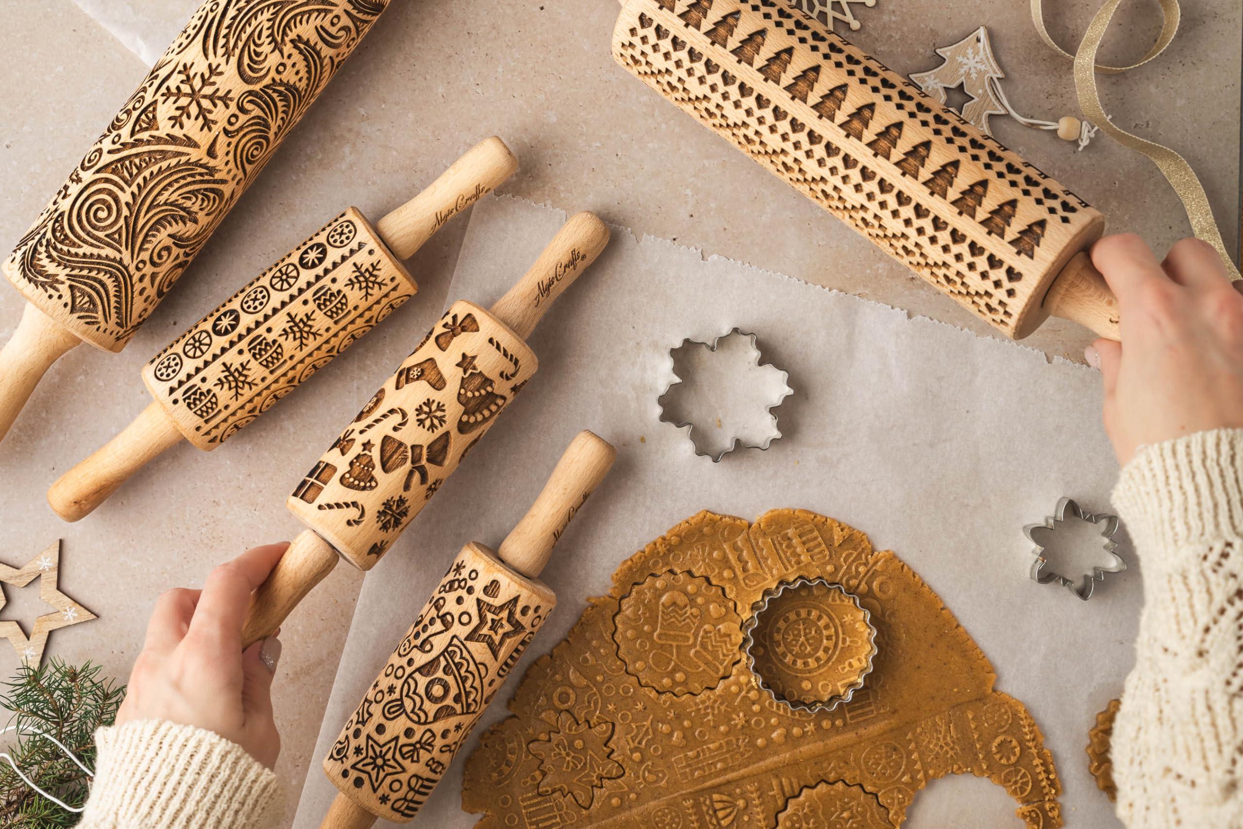 Algis Crafts Embossing Rolling Pin FROST for Christmas Cookies, Gingerbread, Shortbread by Algis Crafts