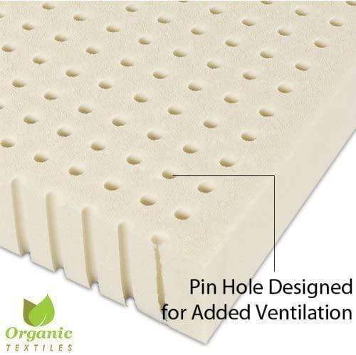 ORGANIC TEXTILES 3\" Inch Organic Latex Mattress Topper Pad (Medium, Full Size) GOLS Certified, Back Pain Relief Support, Hypoallergenic, Cooling and Breathable