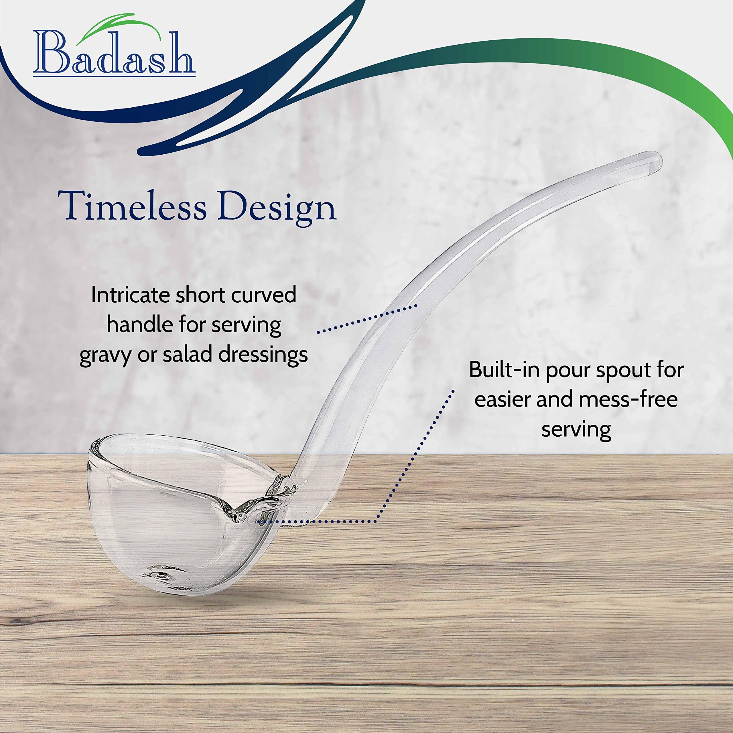 Badash Badash 6\" Small Glass Gravy Ladle, Artisan Heritage Quality Mouth-Blown Lead-Free Crystal, Elegant Small Spoon-Sized Serving Clear Utensil perfect For Sauce & Salad Dressing, Presentation Packaging