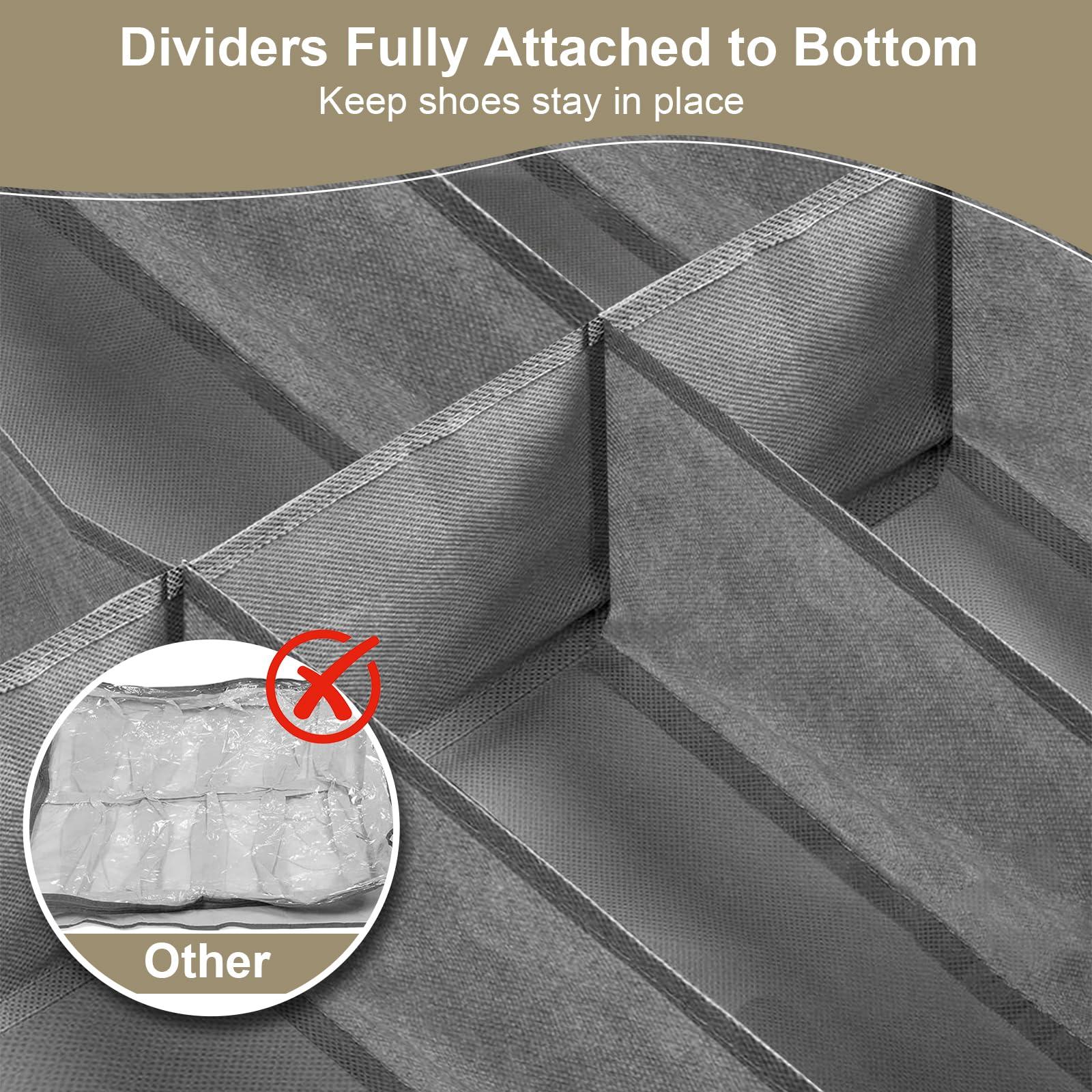 homyfort 32 Pairs Shoe Organizer Under Bed, Underbed Shoe Storage Boxes Bins, Organizador De Zapatos, Extra Large Zapateras Organizer, Grey, Set of 2