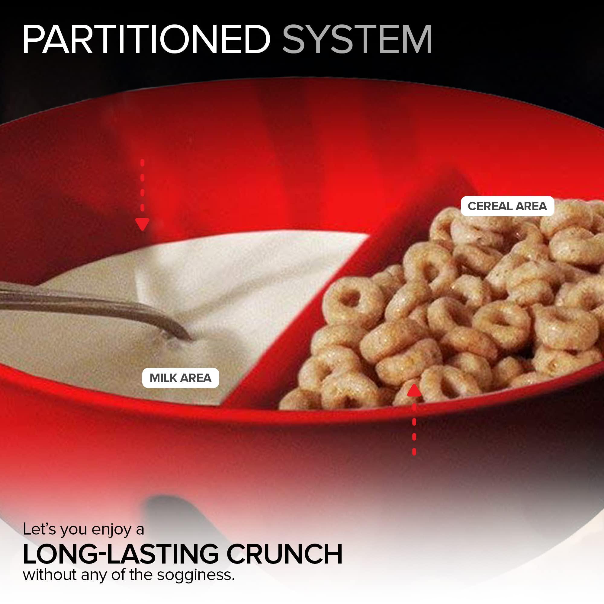 Just Solutions 3 Pack - Just Crunch Anti-Soggy Cereal Bowl - Keeps Cereal Crunchy | BPA Free | Microwave Safe | Ice Cream & Topping, Yogurt & Berries, Fries & Ketchup & More Red, White & Blue