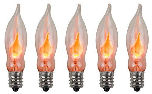 Creative Hobbies Creative Hobbies A101 Flicker Flame Light Bulb -3 Watt, 130 Volt, E12 Candelabra Base, Flame Shaped, Nickel Plated Base,- Dances with a Flickering Orange Glow - Box of 5 Bulbs
