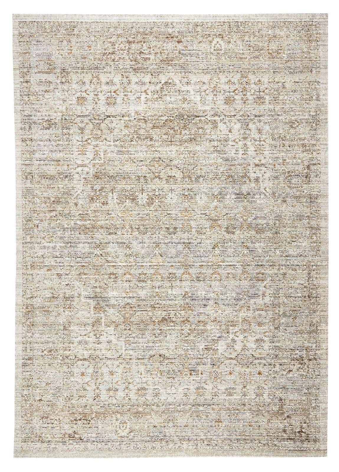 Obeetee Obeetee - Ava Machine Woven/Power Loomed Distressed Arabesc 8' x 10' Area Rug in Silver
