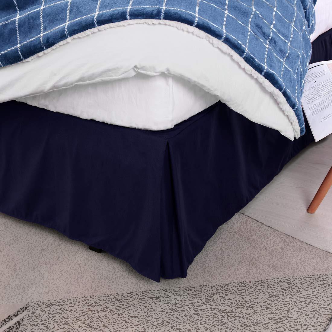 ARlinen ARlinen Bed Skirt Twin XL Bed Skirt 18 Inch Drop, Tailored/Pleated Bedskirt, Dust Ruffle with Split Corners and Platform, Solid Wrinkle and Fade Resistant bedskirt (Twin XL, Navy Blue Solid)