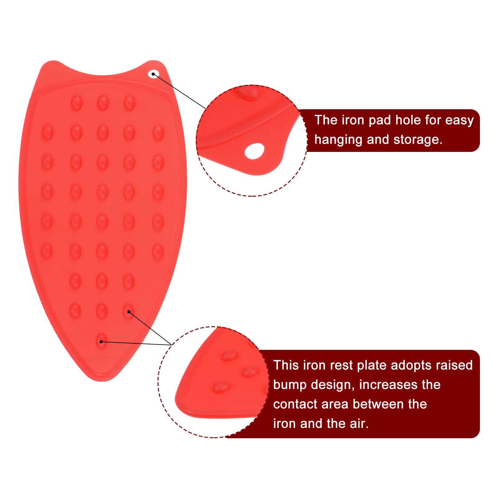 HARFINGTON HARFINGTON Silicone Iron Rest Pad, Multipurpose Iron Hot Resistant Mat Iron Rest Plate for Ironing Board Hot Heat Resistant Steam Compact Mat, Red