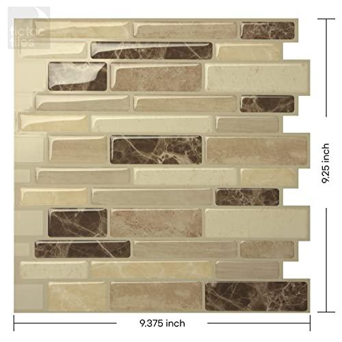 Tic Tac Tiles Tic Tac Tiles Peel and Stick Self Adhesive Removable Stick On Kitchen Backsplash Bathroom 3D Wall Sticker Wallpaper Tiles in Polito Designs (5 Sheets, Bella)