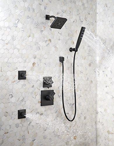 DELTA FAUCET Delta Faucet 5-Spray Touch-Clean H2Okinetic Wall-Mount Hand Held Shower with Hose, Matte Black 55140-BL