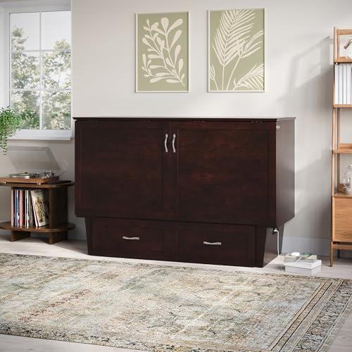 AFI AFI, Chelsea Mid-Century Modern Queen Solid Wood Murphy Bed Chest with Mattress in Espresso