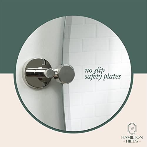 Hamilton Hills Hamilton Hills 24x36 inch Frameless Oval Pivot Wall Mirror with Black Rounded Wall Brackets | Large Circular Tilt & Pivoting Bathroom Mirror | Bedroom, Farmhouse Hanging Oval Wall-Mounted Vanity