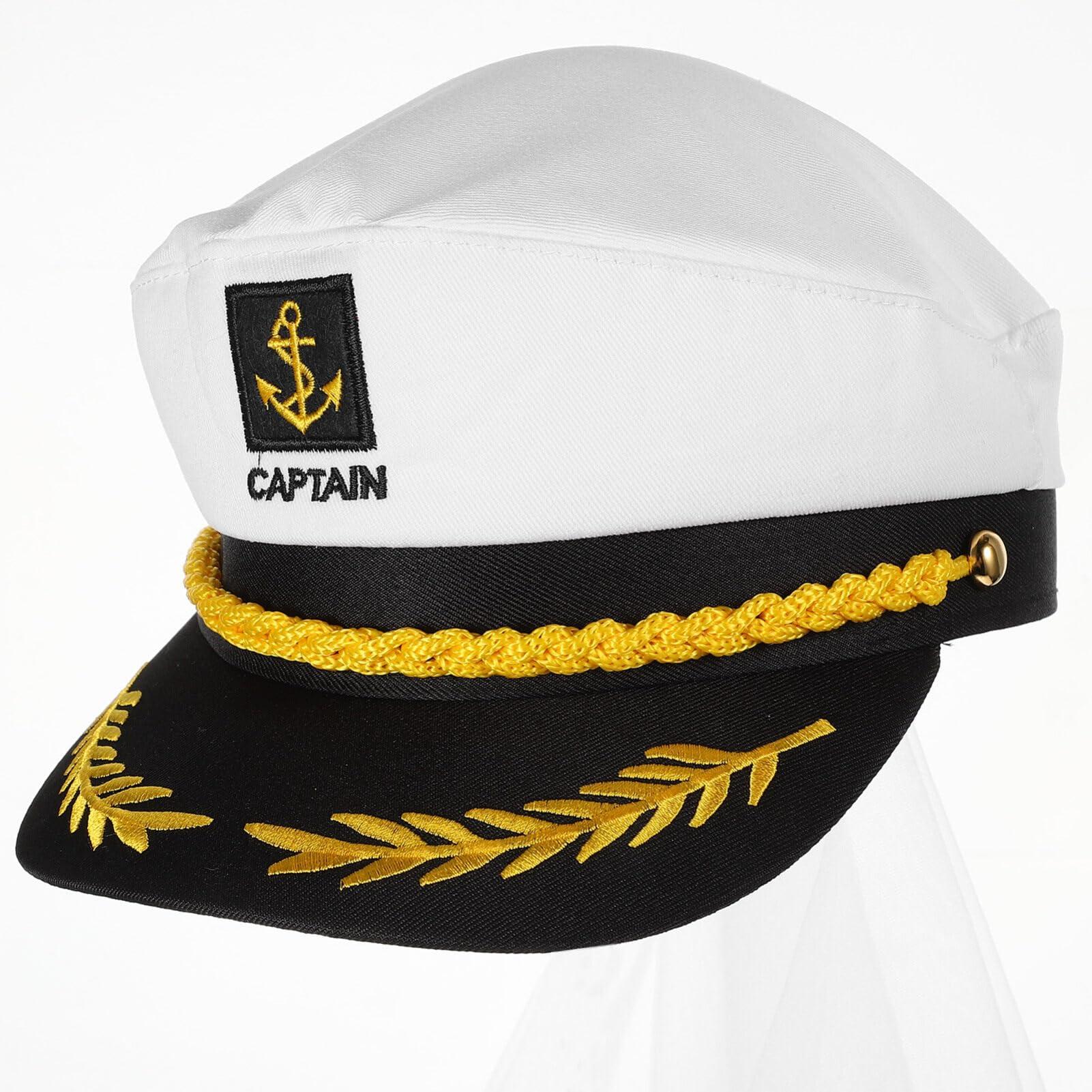 VOSAREA VOSAREA Bridal Sailor Captain Hat with White Veils Bachelorette Party Favor Bridal Party Hats Bride Cap for Bride to Be Beach Boat Nautical Yacht Cosplays Costumes