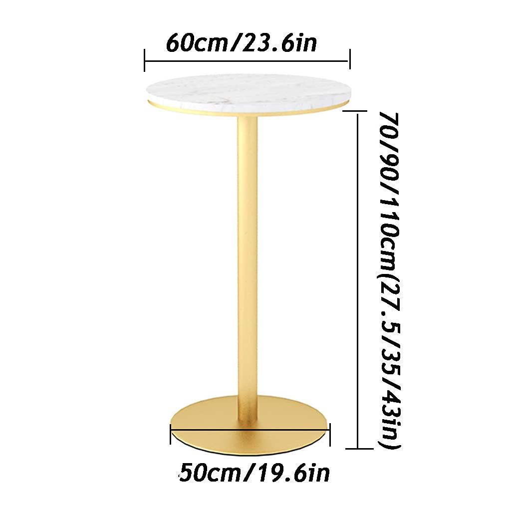 HQBL HQBL Portable Modern Kitchen Bar Table - Round/Square Marble Top Standing Pub Tables - 70/90/110cm Height Party Bar Table,Golden Iron Bracket(White/Black)