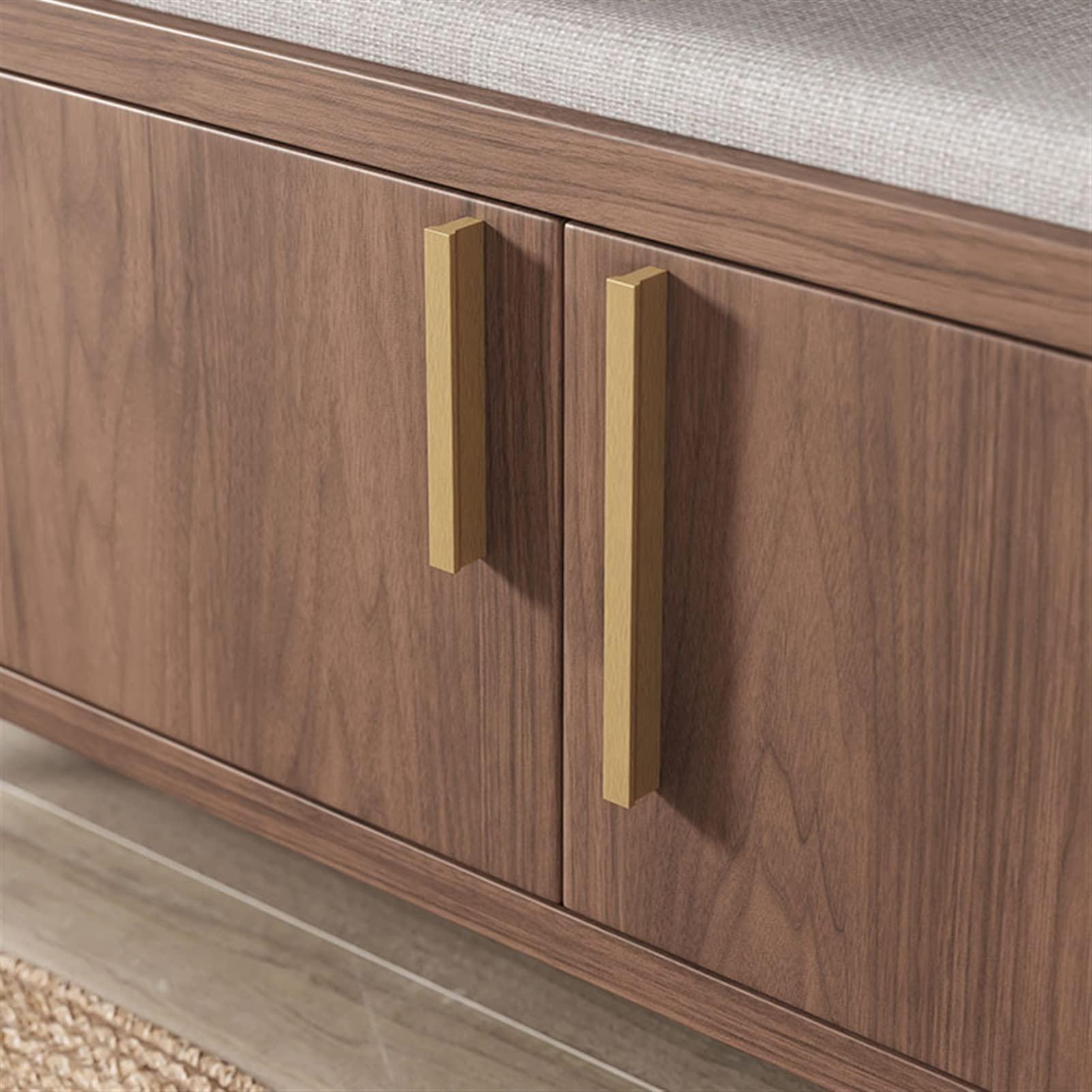 HARAY Shoe Rack Shoe Storage Bench, Entryway Bench with Door and Padded Cushion,Wooden Shoe Bench for Entryway, 2-Tier Shoe Rack Organizer for Entryway and Hallway Shoe Storage Organizer ( Color : Brass , S