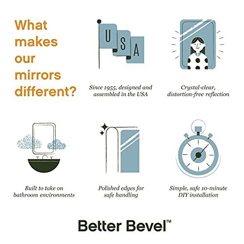 The Better Bevel Better Bevel Frameless Rectangle Mirror, 30\" x 40\" Bathroom Wall Mirror w/Pencil Polished Edge