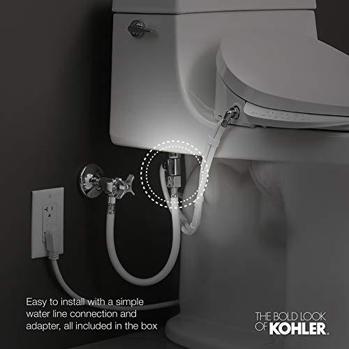 Kohler KOHLER 5724-0 PureWash M250 Elongated Bidet Toliet Seat, Manual Non-Electric Bidets for Existing Toilets, Adjustable Bidet Sprayer, White