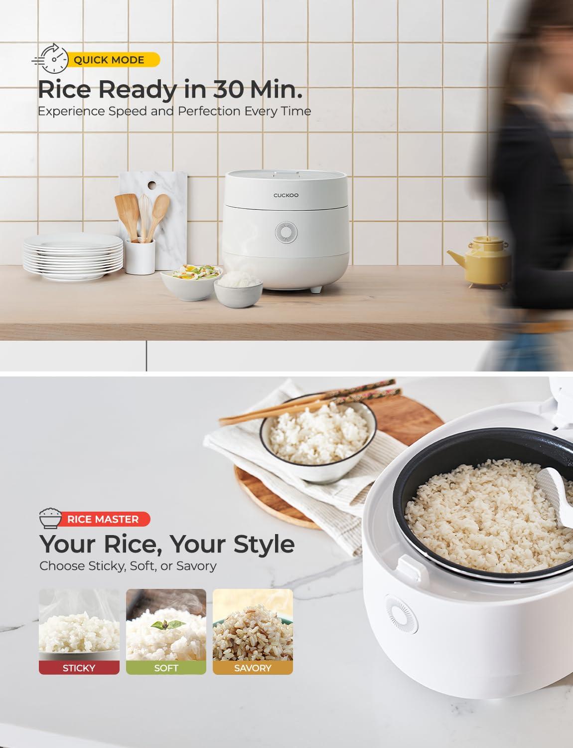 CUCKOO CUCKOO Rice Cooker 3 Cup Uncooked / 6 Cup Cooked, Modern Fuzzy Logic Rice Cooker Small with Delay Timer & Keep Warm Setting, One-Touch Auto Clean Mode, Non-Stick Inner Pot, White (CR-0375FW)