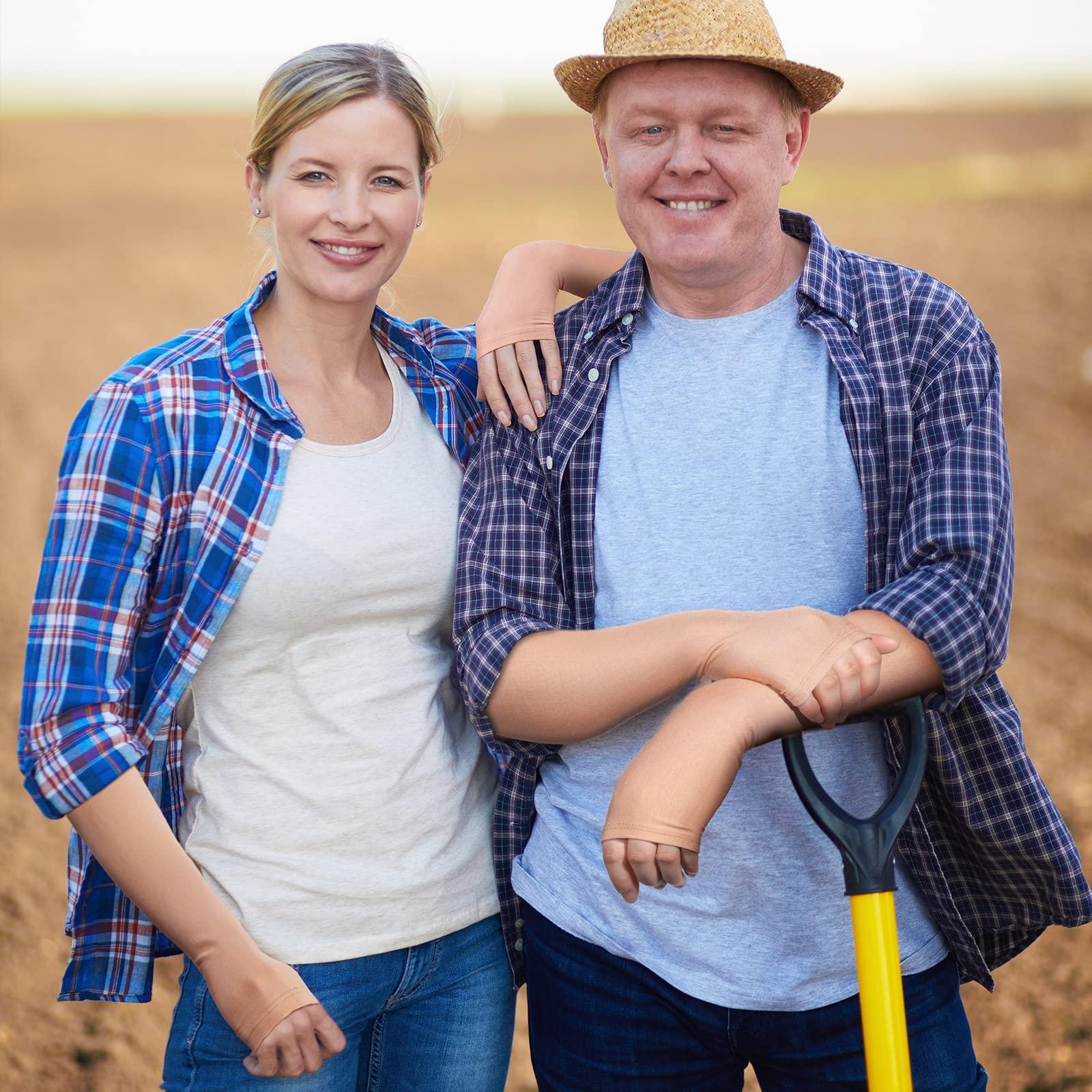 Coume Coume 2 Pairs Elderly Skin Protection Sleeves Arm Protector for Thin Skin Bruising for Men Women(Elegant Style,Medium)