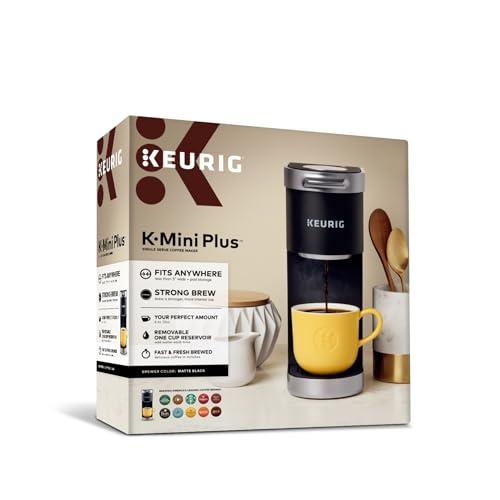 Keurig Keurig K-Mini Plus Single Serve K-Cup Pod Coffee Maker, with 6 to 12oz Brew Size, Stores up to 9 K-Cup Pods, Travel Mug Friendly, Matte Black