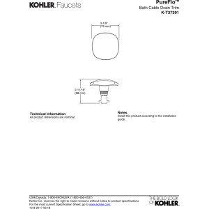 Kohler PUREFLO BATH DRAIN TRIM - BASIC ROT